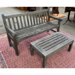 Wooden garden bench and table.