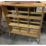 Vintage mid century light oak three section bookcase.