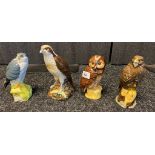 A Collection of 4 Royal doulton birds merlin , osprey , tawny owl and the buzzard
