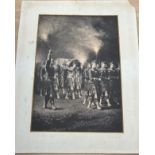 Marshall Wane [1833-1903] Antique print depicting a military funeral, Gordon Highlanders, 92nd 1881.