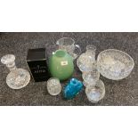 Selection of art glass and crystal wares to include Mdina