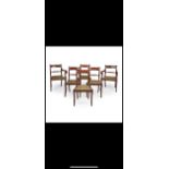 Set of six regency brass inlaid dining chairs, Early 19th century, the bar backs with brass line