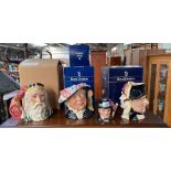 Four Royal Doulton character toby jugs to include Napoleon & Josephine, Winston Churchill, Pearly
