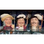Three musketeer Royal Doulton character toby jugs to include Athos, Porthos and Aramis. All have