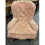 Antique spoon back nursing chair. [Missing castor]