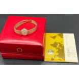 Vintage Ladies 9ct gold Omega wrist watch [Gold case and strap] Comes with box and booklet. [19.