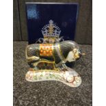 Large Royal crown Derby Grecian bull with button stopper and box