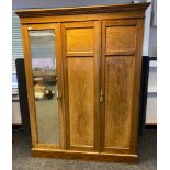 Large Edwardian triple wardrobe with fitted shelves with fitted gallery top [206x156x57cm]