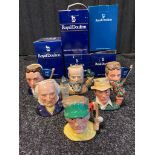 A Collection of Royal doulton character Toby jugs includes the gardener , sir Henry doulton/ Michael