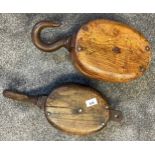 Two Antique ship pullies