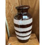 West German pottery brown and white glaze vase.