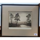 J.Watson Turnbull Framed engraving 'Loch Aw' [40x47cm]