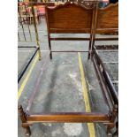 Antique dark wood single bed frame, [142x200x108cm]