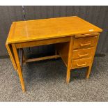 1950s Vintage teacher's desk with fitted drop leaf. [72x122x61cm]