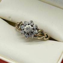 9ct yellow gold ladies ring set with diamonds. [Ring size O] [2.50Grams]