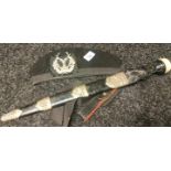 Glasgow Highlanders Dirk [false blade] together with Gordon Highlanders beret and cap badge.