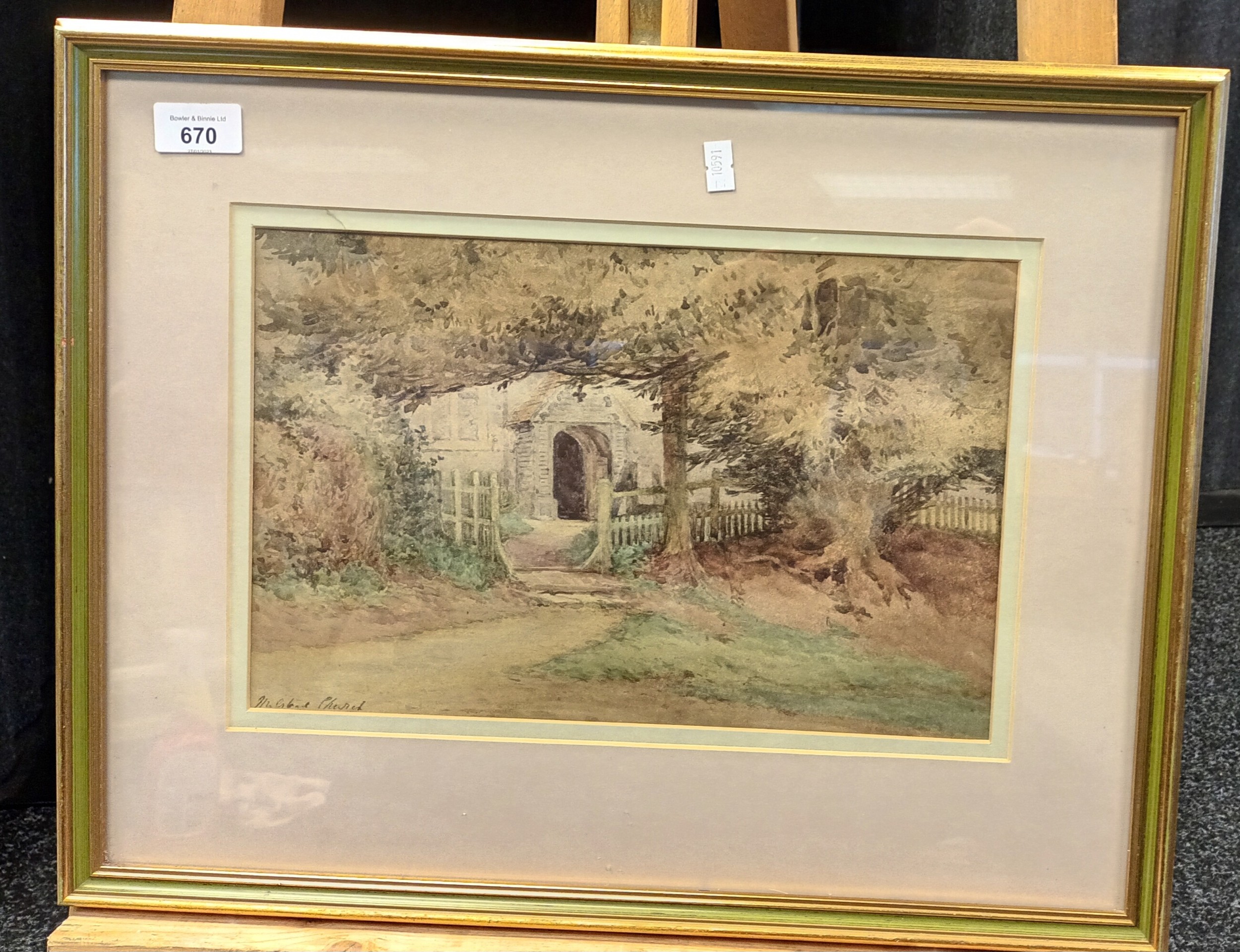 Framed watercolour, Signed. From the Studio of Robert Lancelot Owtram (1892-1913)