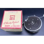 Vintage fly reel 'Python' 4"N Farlow's London. Comes with a Hardy Bros. box.