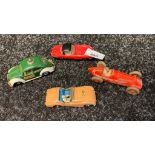 3 collectable dinky sports cars to triumph tr2 , jaguar e type , Alfa - Romeo along with corgi