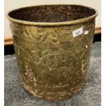 A Large brass Indian planter. [36cm high, 39cm diameter]