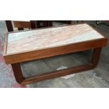 Mid century Danish teak and marble top sleigh table