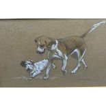 Christopher Gifford Ambler [1886-1965] Original Pencil and watercolour depicting two dogs titled '