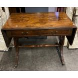 Drop end sofa table. Two under drawers and claw castor feet supports.