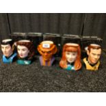 Set of 5 Star trek character to include , Spock , councilor Deanna Troy , Quark, Dr crusher and