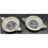 Two Birmingham silver and crystal butter dishes. [Produced by Walker & Hall.