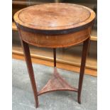 Antique barrel top two tier side tale.