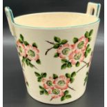Vintage Wemyss Ware Griselda Hill Pottery bucket planter, designed with pink flower design. [21cm