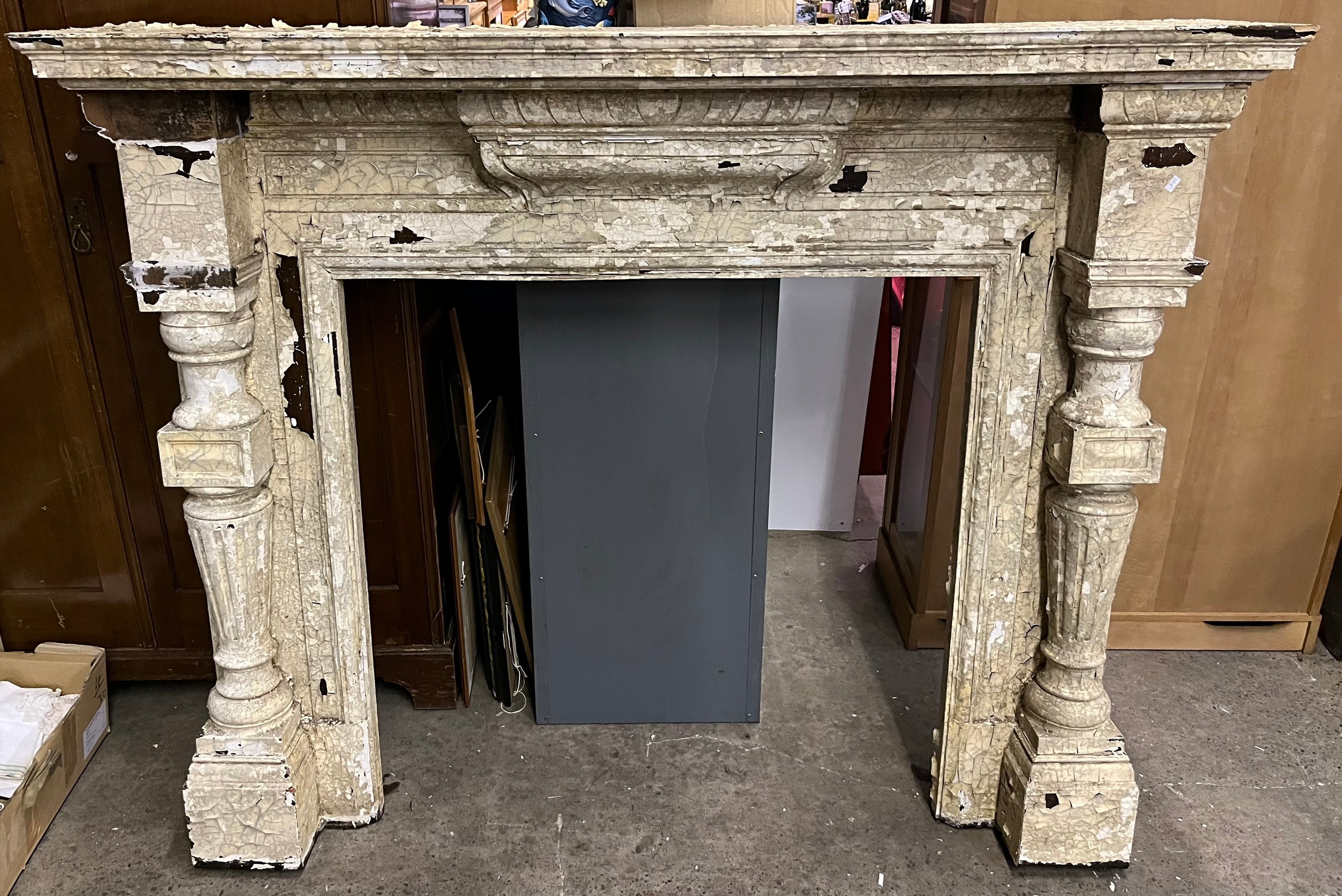 19th century solid wood [possibly Mahogany] fire surround.