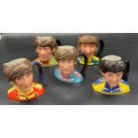 Five Royal Doulton Character Toby jugs 'The Beatles' includes George Harrison, Ringo Starr, John