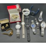 Selection of mixed watches to include Roamer quartz, Avalanche, head, Accurist Chronograph, Rotary