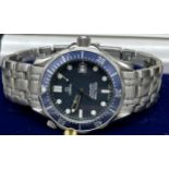 OMEGA - a stainless steel Seamaster Professional quartz bracelet watch, ref. 196.1522, wavy blue