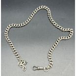 A heavy silver Albert Chain, even sized curb links [Length 42cm]