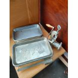 Vintage Vestas kitchen scales, one other and mincer.