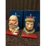 Royal doulton King Henry V bookend together with Royal doulton Falstaff bookend.