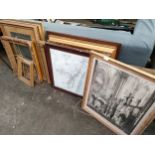 A Collection of antique gilt frames and artworks