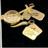 A Selection of 9ct gold to include a pair of 9ct gold cufflinks, 9ct gold crucifix pendant, 9ct gold