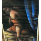 Large framed pastel depicting a seated women. [92x74cm]