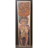 Oil on canvas depicting nude tribal women with basket on her head by Robin Spark [125x33] Robin