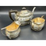 A three piece Chester silver tea service, Produced by S. Blanckensee & Son Ltd. [1112grams]