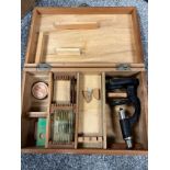 Antique/ vintage miniature microscope with various slides. Comes with fitted box.