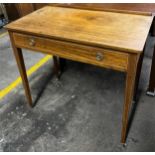 19th century console/ writing desk with single frieze drawer, supported on square tapered legs and