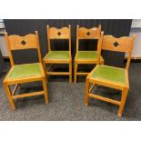 Set of Four 19th century oak church style chairs