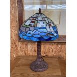 Tiffany inspired table lamp depicting sailing boats. As found