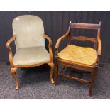 Early 19th century arm chair together with French style arm chair