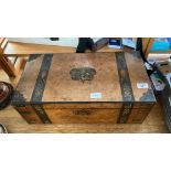 19th century burr walnut and brass inlaid writing slope box.