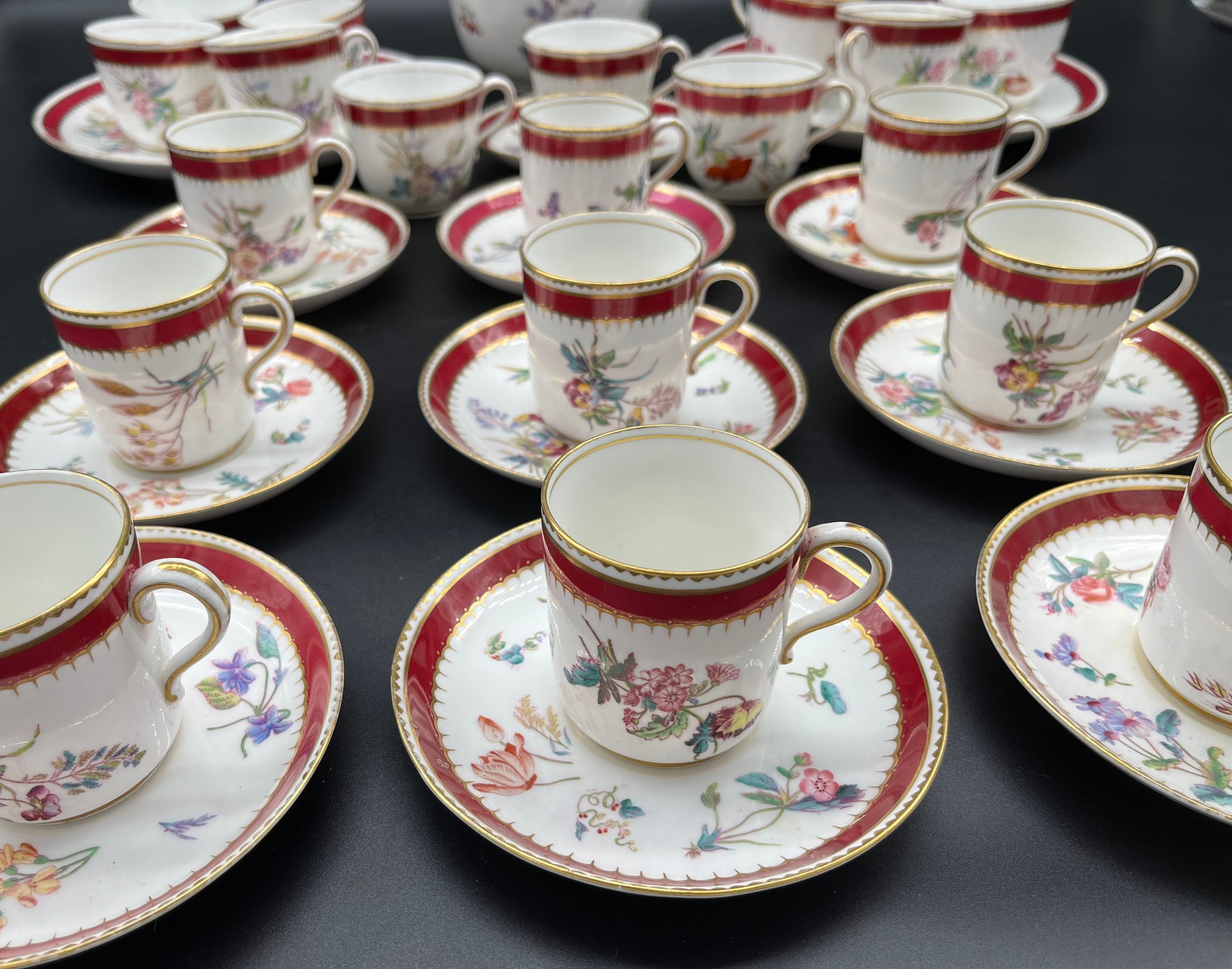 A 33 Piece Copeland floral design tea/ coffee set. - Image 2 of 8